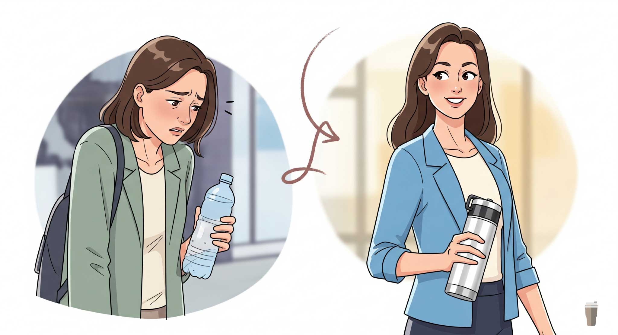水筒を持ち歩く女の人の悩みと解決策