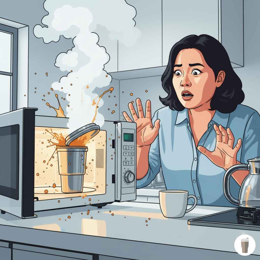 タンブラーの蓋をしたまま加熱は危険