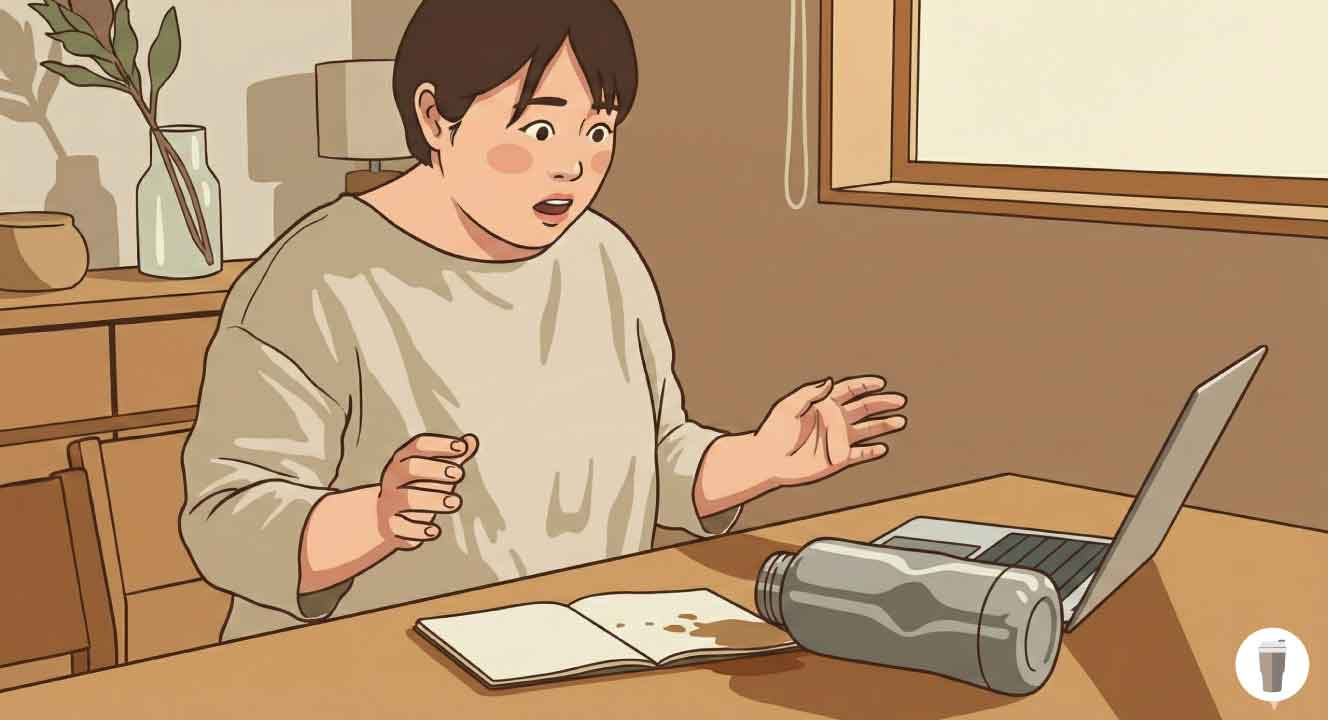 底の変形で自立しない時の危険性