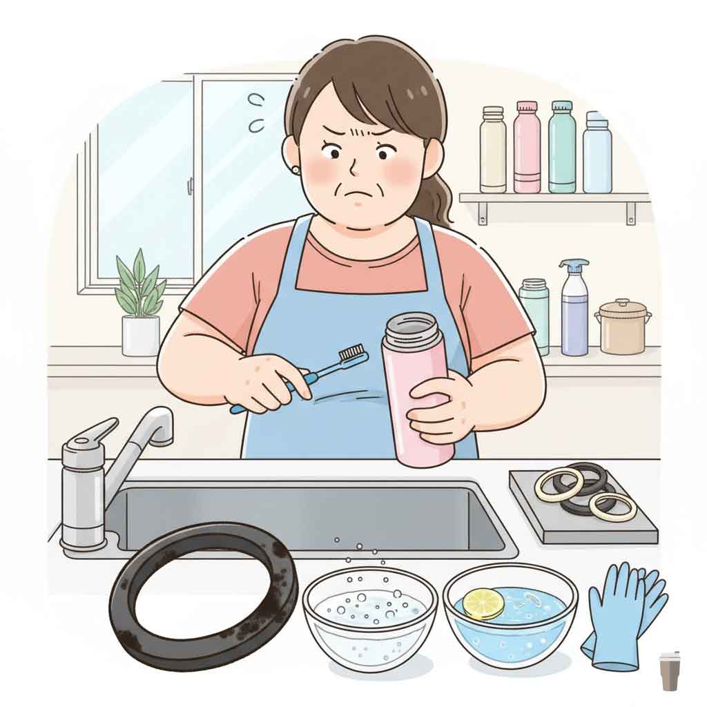 水筒のゴムパッキンの黒カビが落ちない時の対策