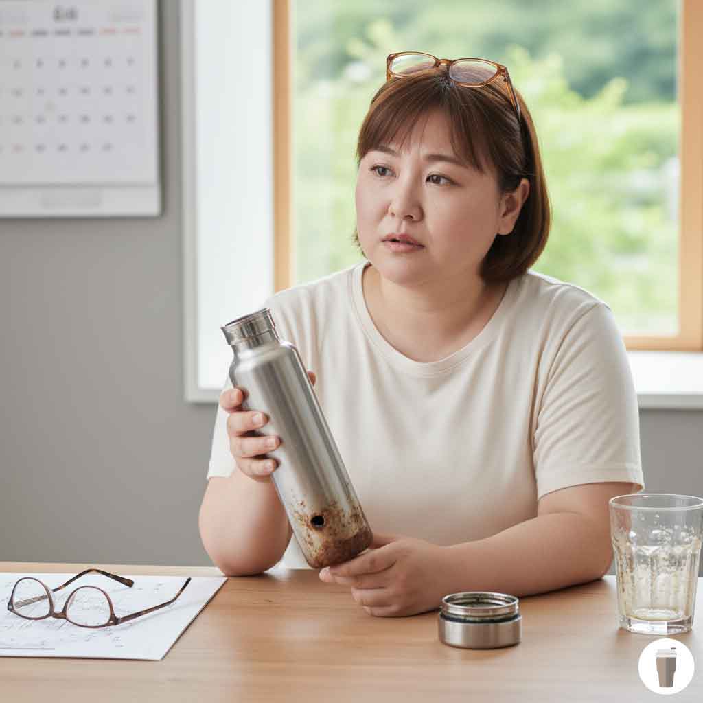 傷やサビから水筒に穴があいた事例