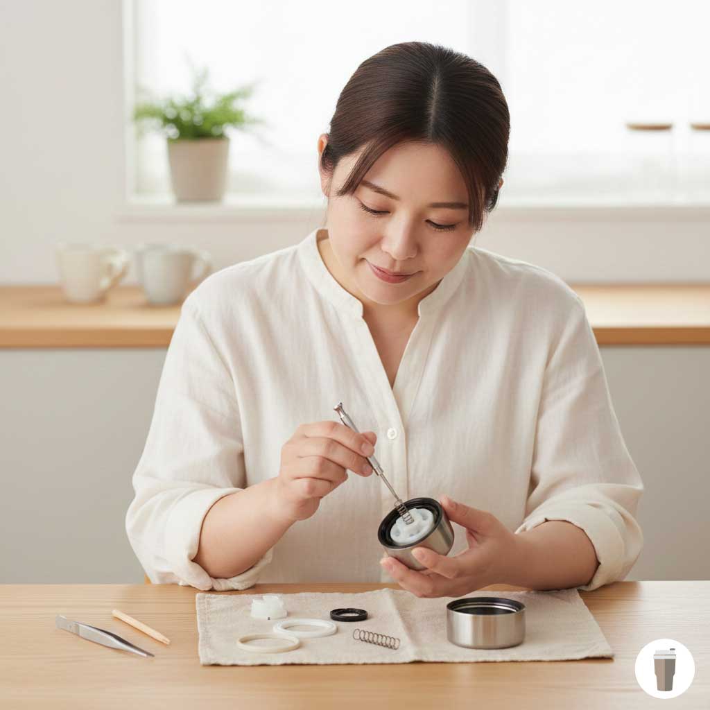 水筒のバネが外れた時の直し方と確認事項