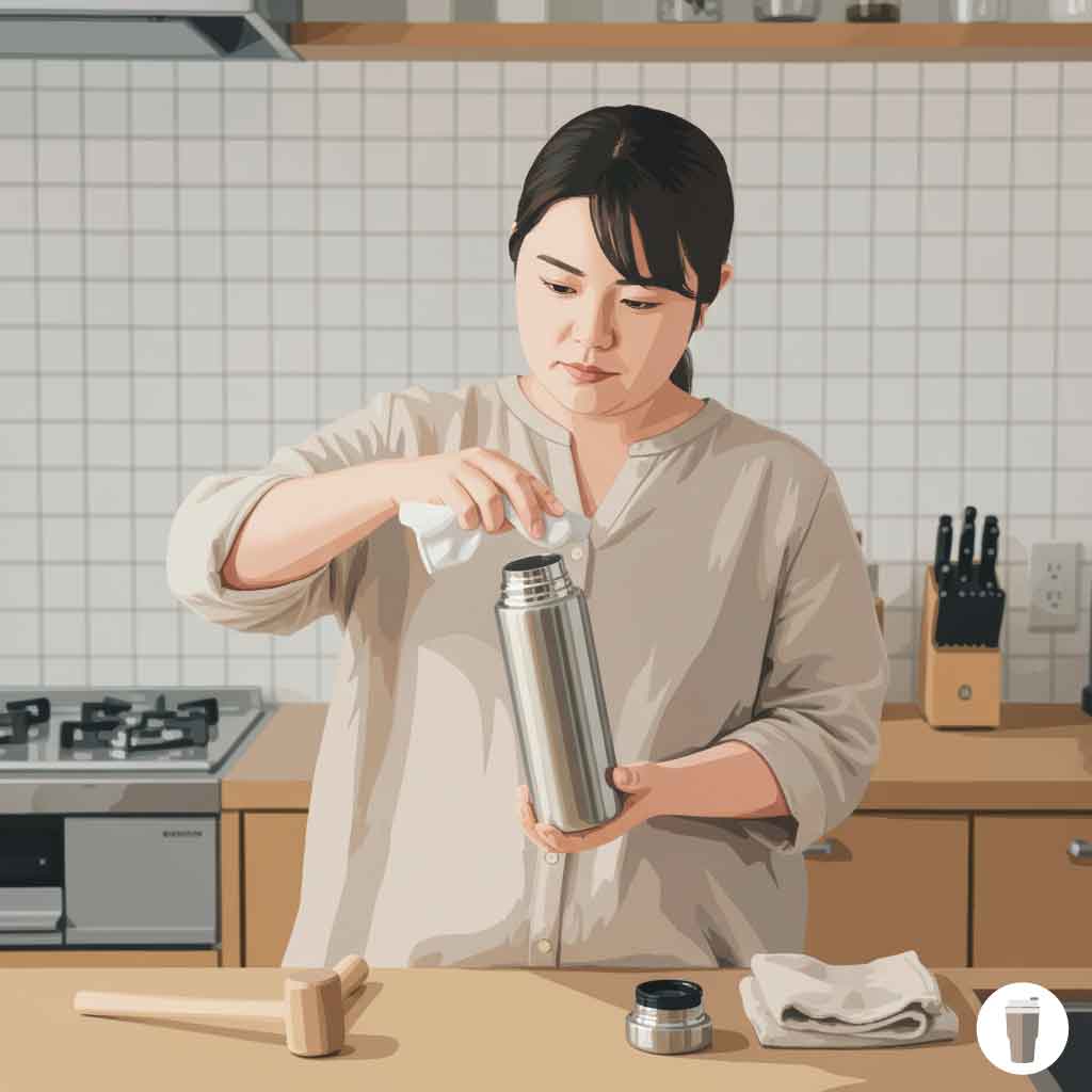 逆さまにして底を叩く振動法