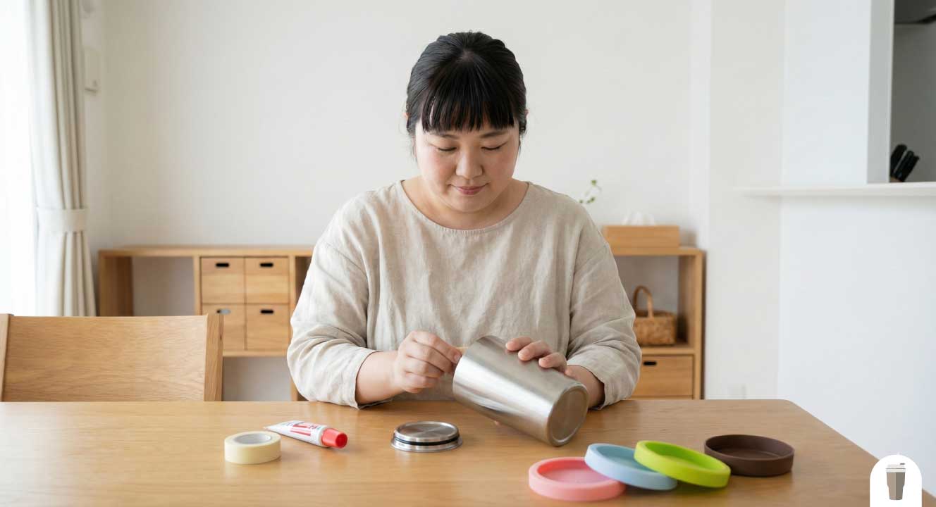 サーモスのタンブラーの底が取れた時の修理と100均活用