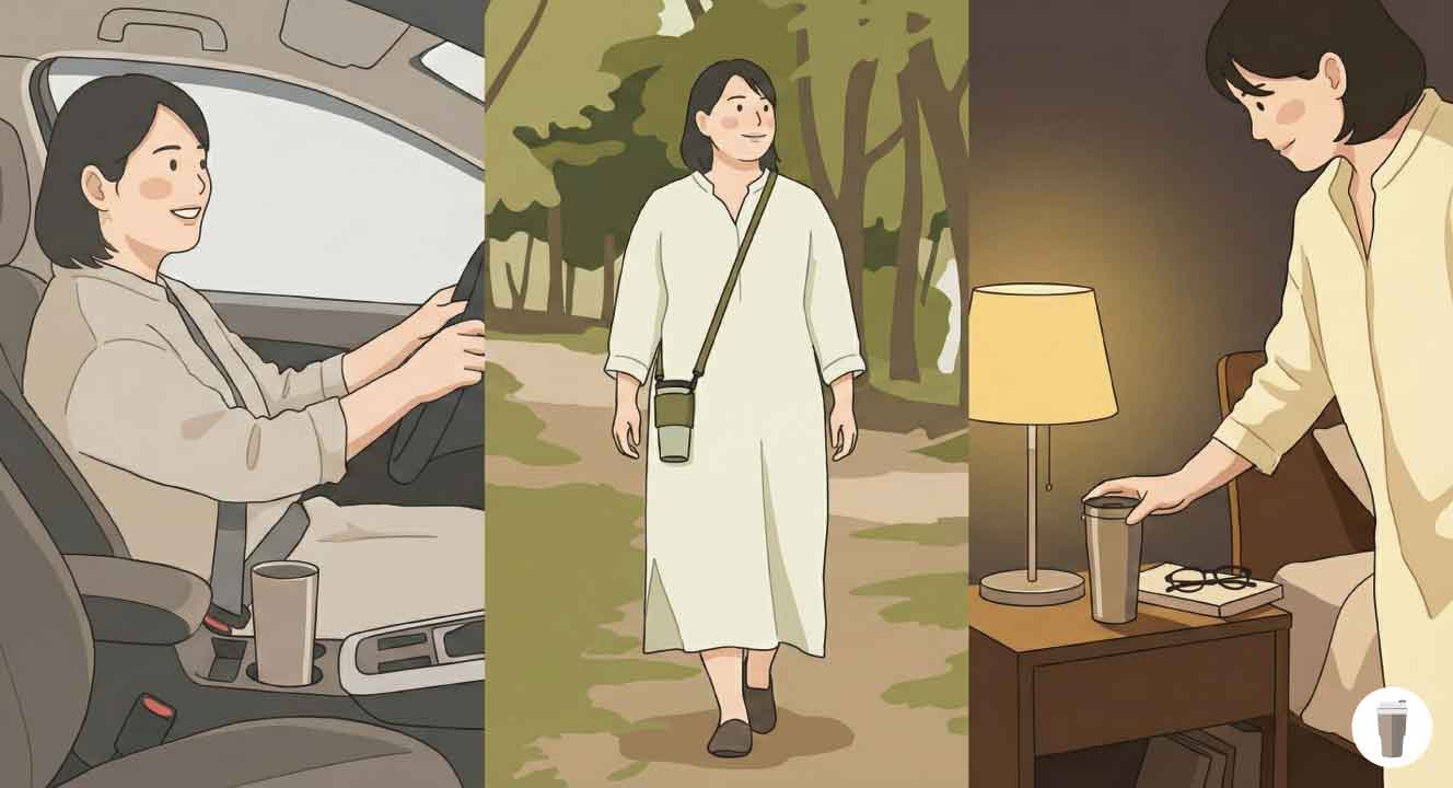 外出先や夜などタンブラーをいつ使うと快適か