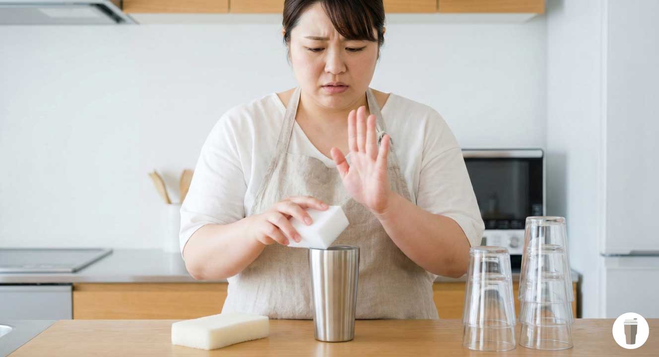 メラミンスポンジは傷が付くので禁止