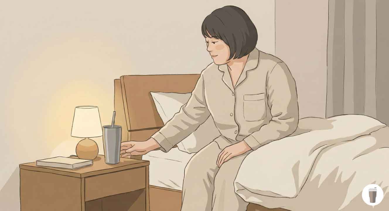 寝るときの水分補給に最適な蓋付きモデル